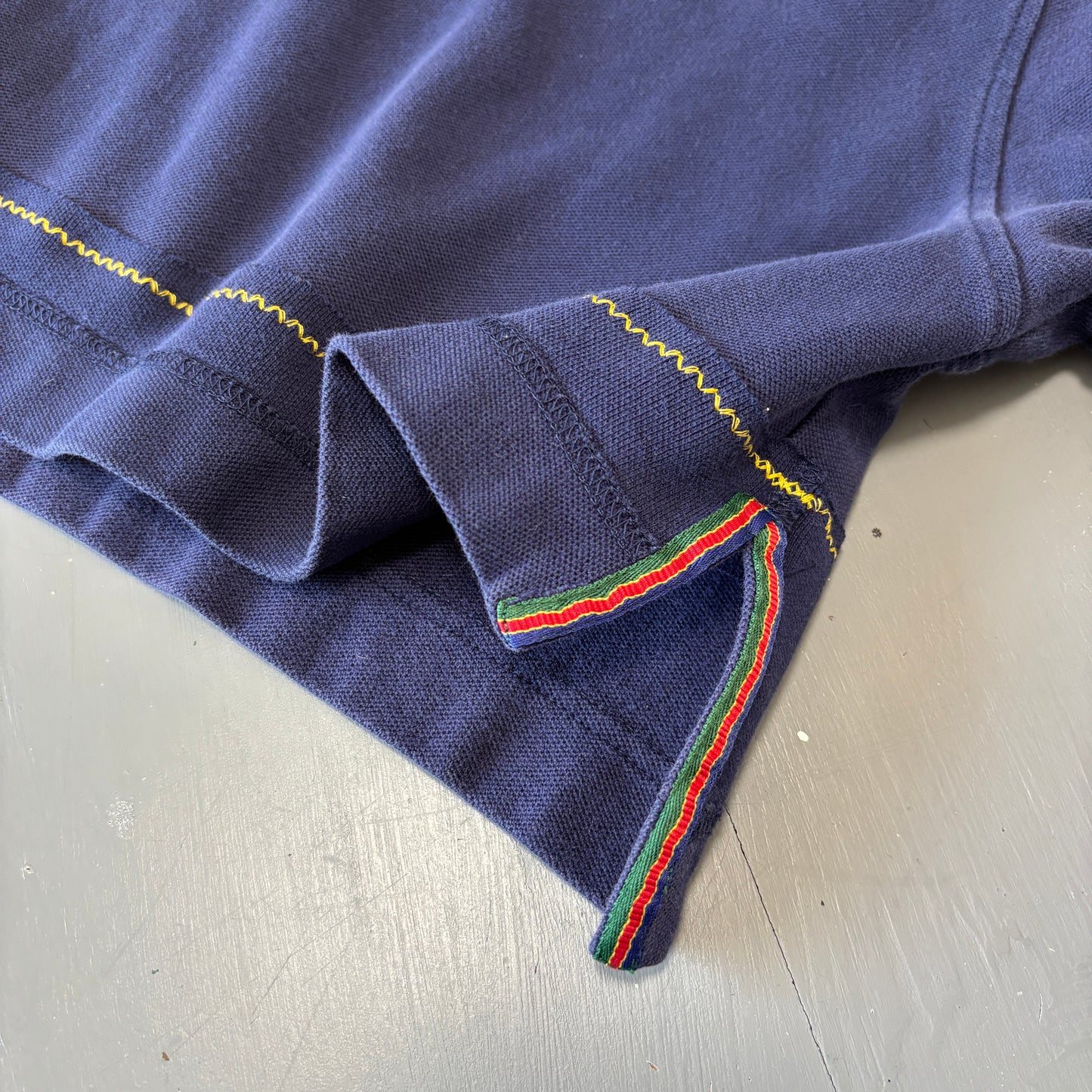 Vintage Navy Split Hem Polo - M/L
