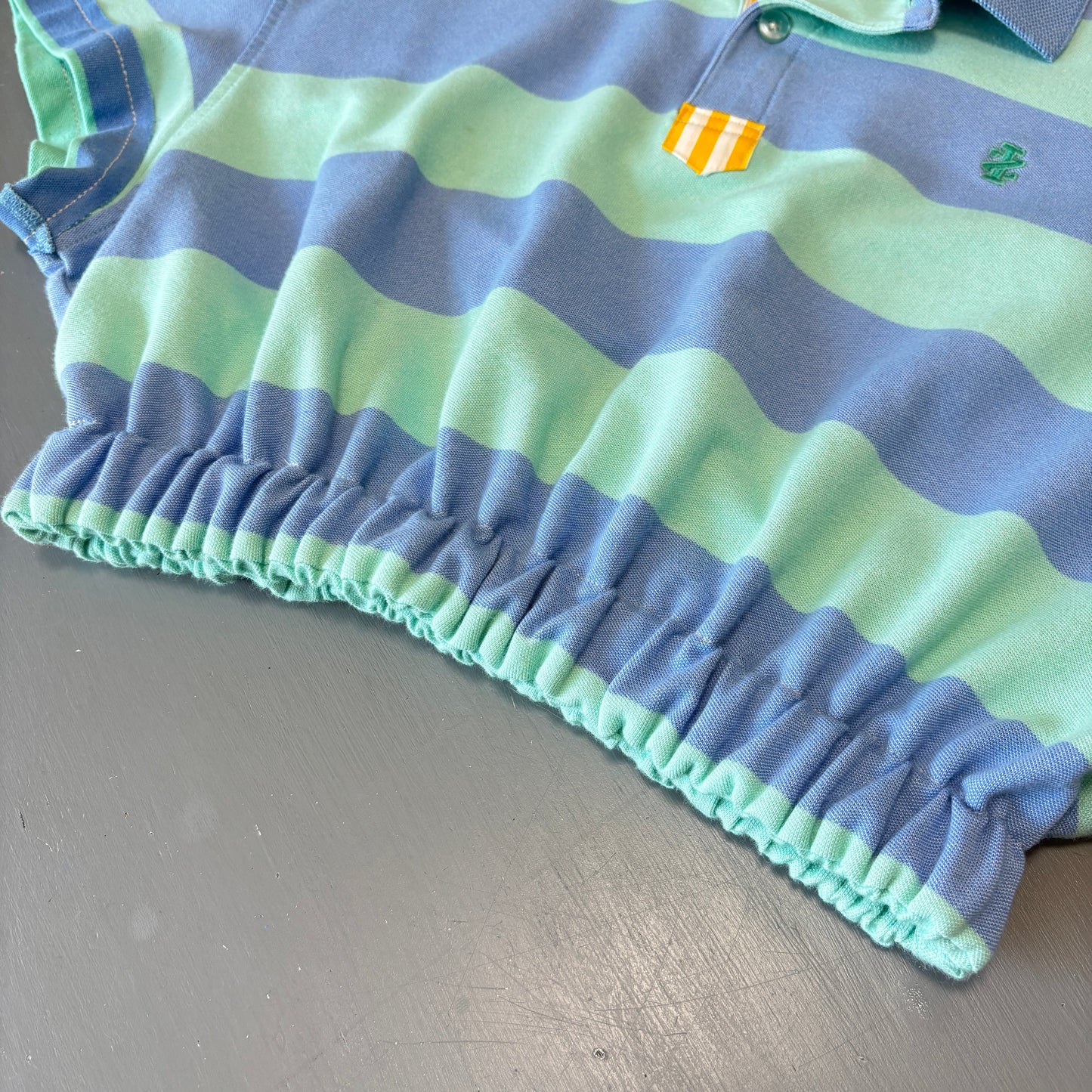 Striped Bubble Hem Polo - S/M