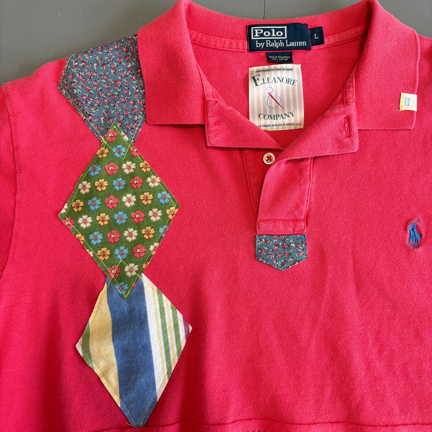 Funky Argyle Patched Polo - M/L