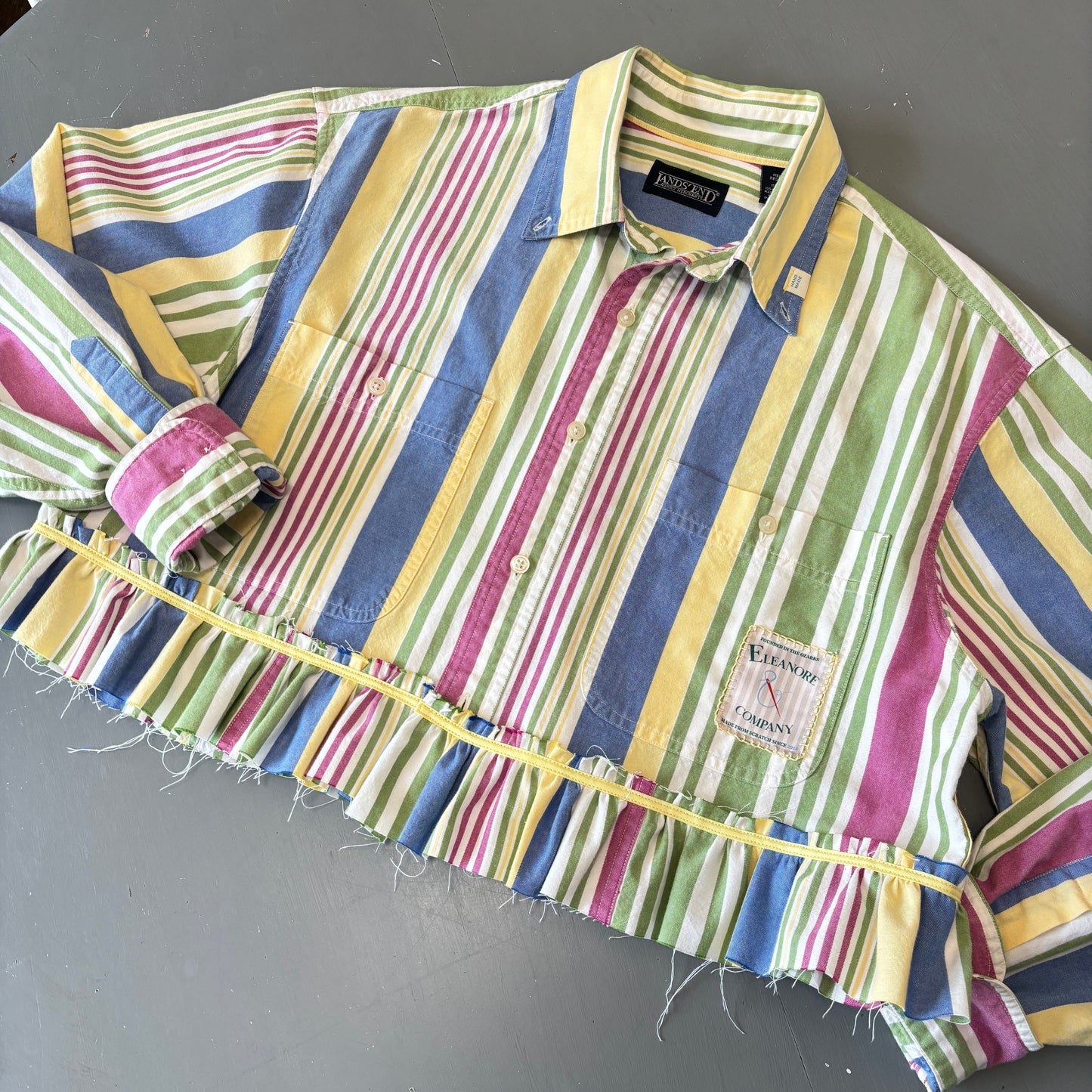 Bright Stripes Ruffled Crop Shirt - M/L