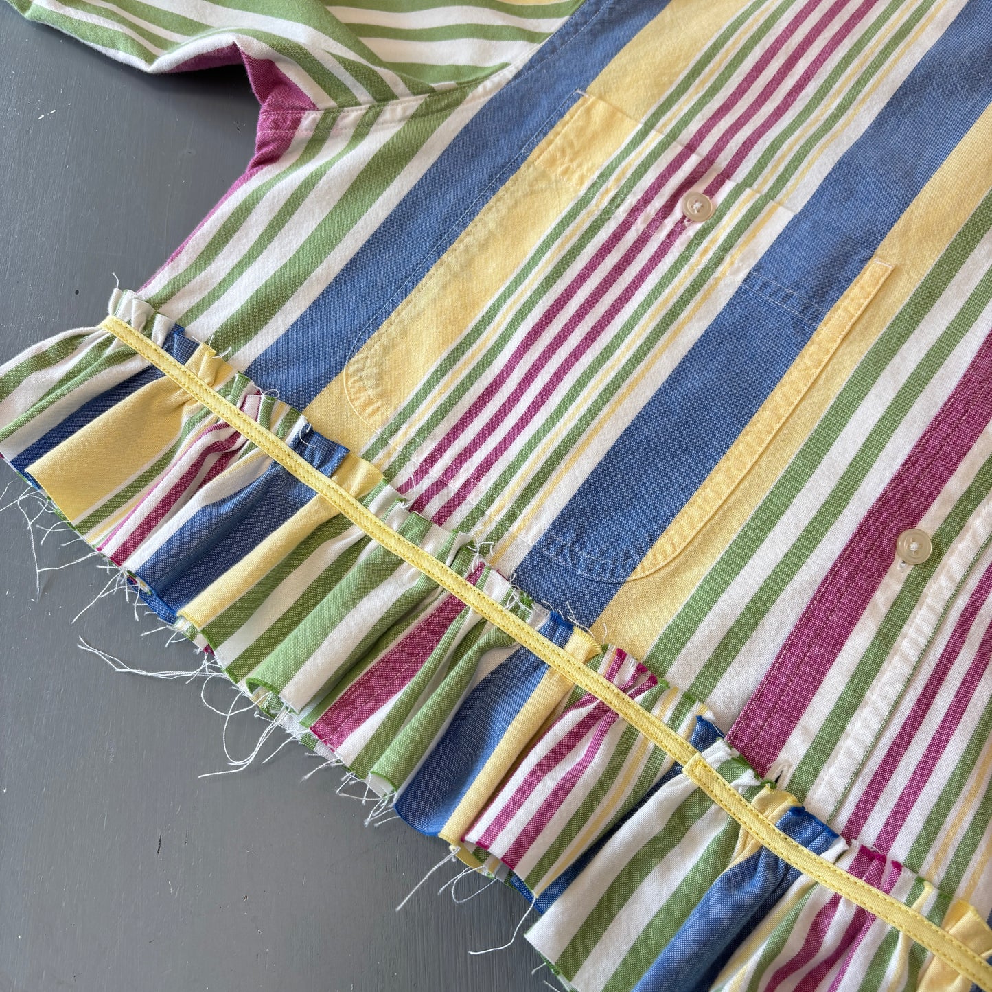 Bright Stripes Ruffled Crop Shirt - M/L