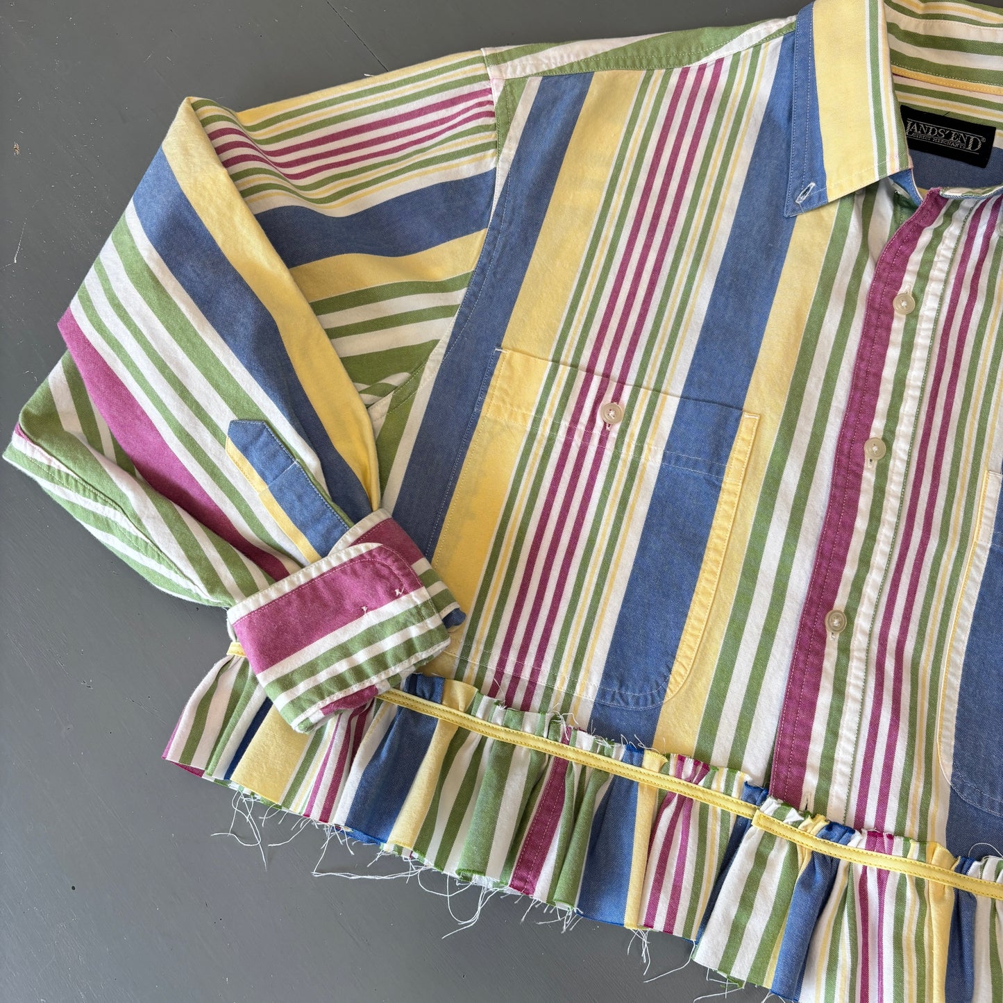 Bright Stripes Ruffled Crop Shirt - M/L
