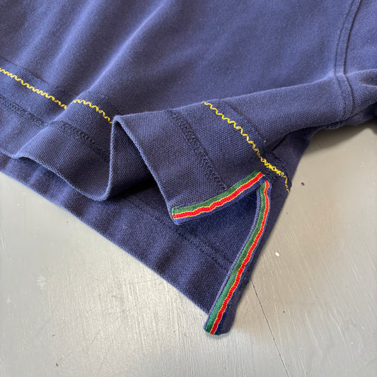 Vintage Navy Split Hem Polo - M/L