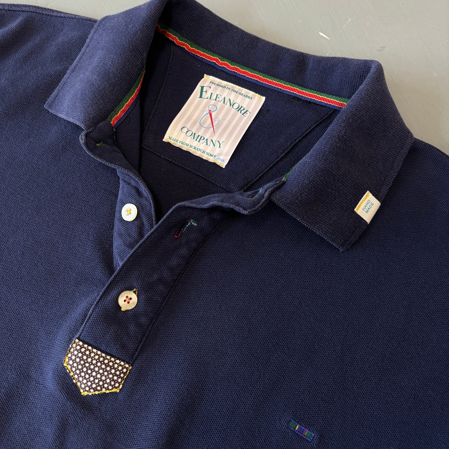 Vintage Navy Split Hem Polo - M/L