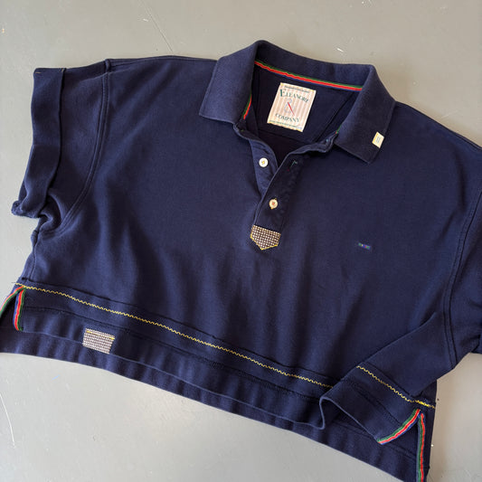 Vintage Navy Split Hem Polo - M/L