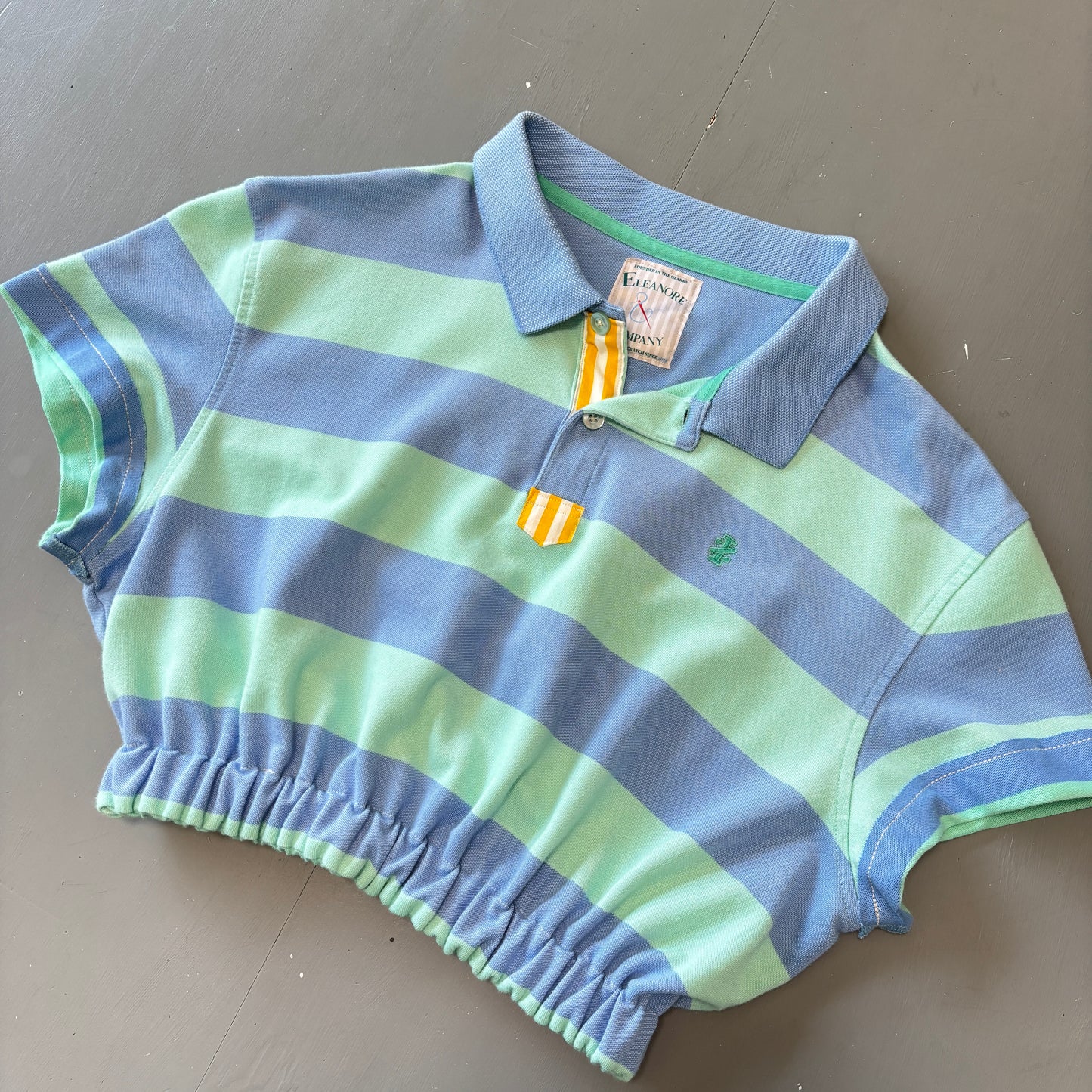 Striped Bubble Hem Polo - S/M