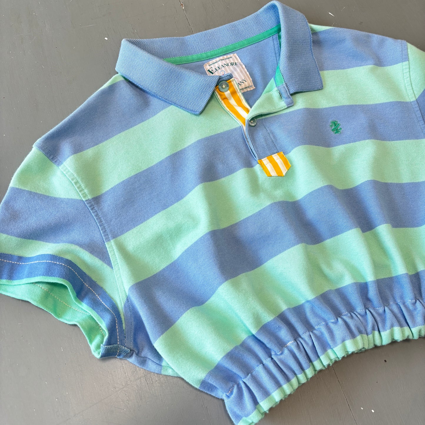 Striped Bubble Hem Polo - S/M