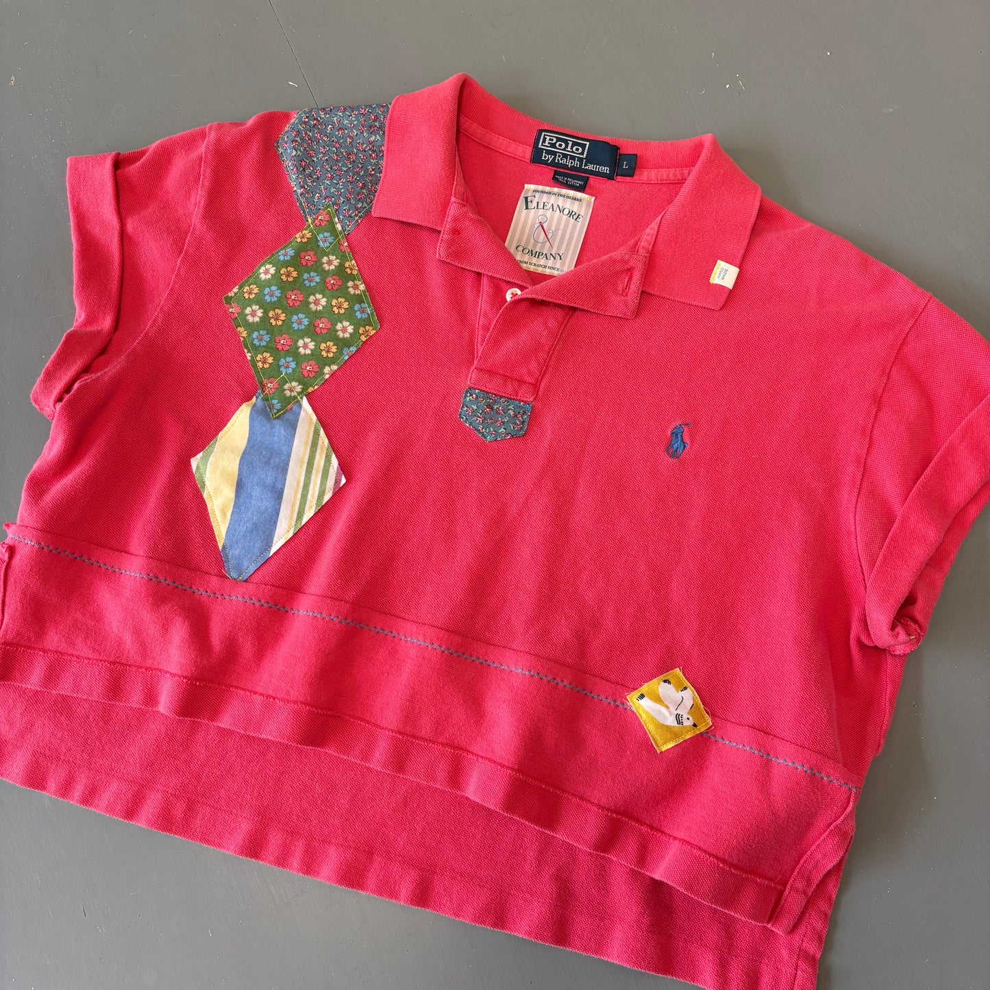Funky Argyle Patched Polo - M/L